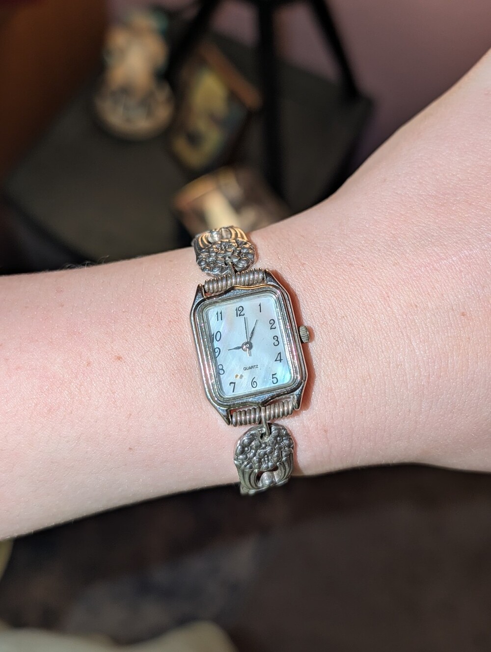 VTG Silver Spoon Floral  Quartz Watch